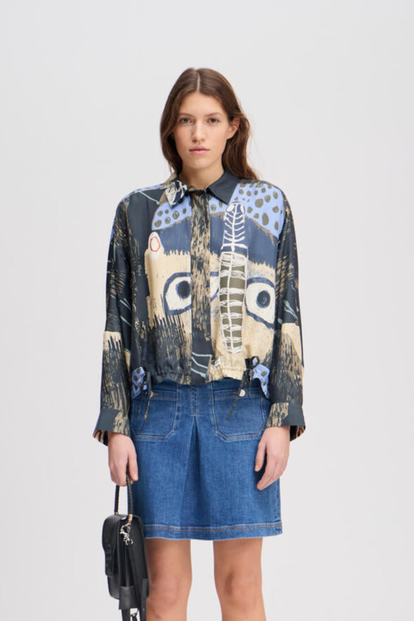 Loasta silkeskjorte - Black Print